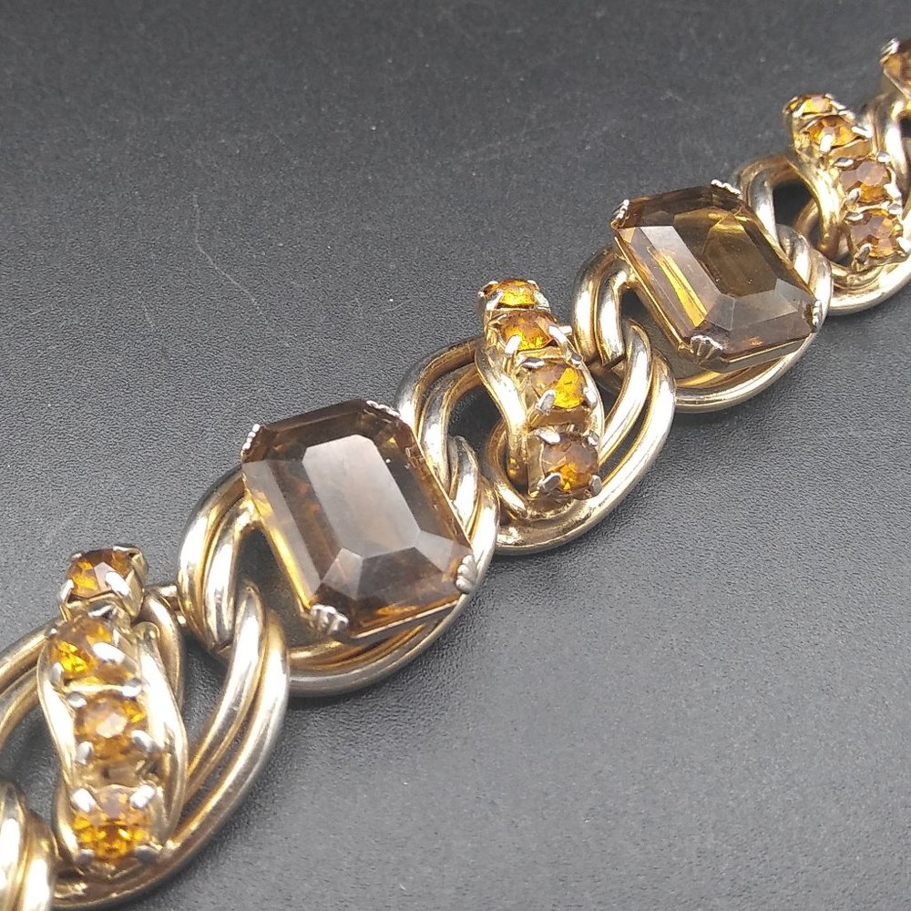 Vintage Orange Juliana Style Rhinestone Bracelet